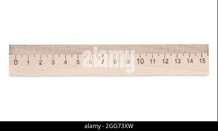 Wooden student ruler isolated on white background Stock Photo