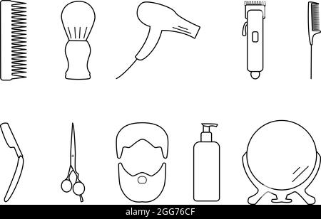 Barbershop tools, icon illustration, vector on white background Stock Vector
