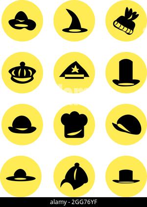 Accesory hats, icon illustration, vector on white background Stock Vector