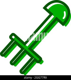 Green rake, icon illustration, vector on white background Stock Vector