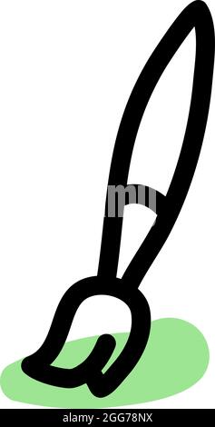 Painting brush with hog bristles, icon illustration, vector on white background Stock Vector