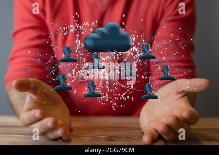 A digital concept of cloud data storage and networking Stock Photo