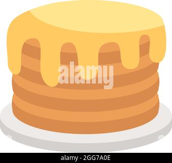 American pancakes with maple syrup, icon illustration, vector on white background Stock Vector