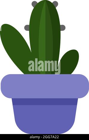 Hedgehog cactus in a purple pot, icon illustration, vector on white background Stock Vector