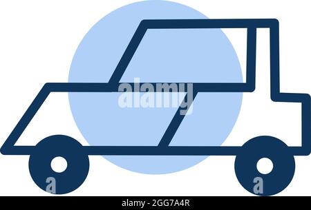 Family blue car, icon illustration, vector on white background Stock Vector