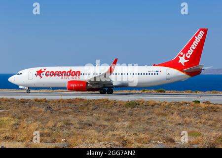 Heraklion, Greece - September 15, 2018: Corendon Airlines Boeing 737-800 airplane at Heraklion airport (HER) in Greece. Stock Photo