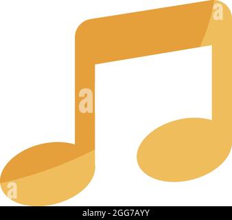 Orange music note, icon illustration, vector on white background Stock Vector