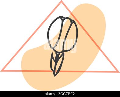 Minimal tulip flower, icon illustration, vector on white background Stock Vector