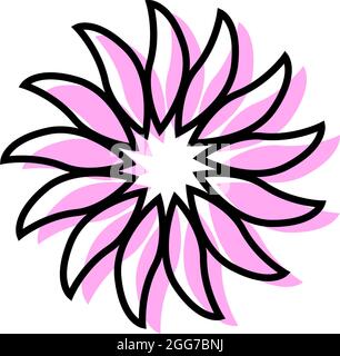 Pink flower, icon illustration, vector on white background Stock Vector