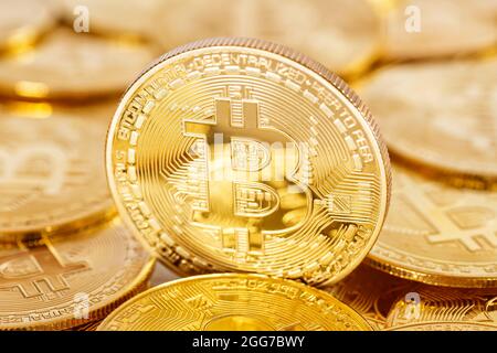Bitcoin crypto currency paying online pay digital money cryptocurrency business finances bit coin Stock Photo