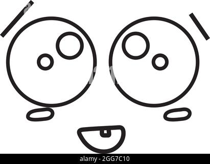 Face in awe, icon illustration, vector on white background Stock Vector