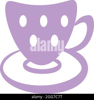 Coffee in a purple cup, icon illustration, vector on white background Stock Vector