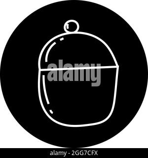 Pot with soup, icon illustration, vector on white background Stock Vector