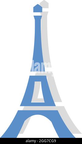 The Eiffel Tower, icon illustration, vector on white background Stock Vector