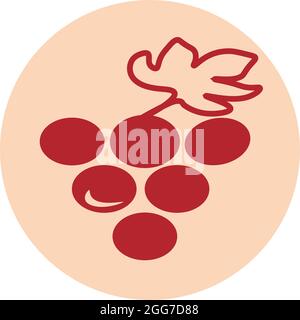 Red grapes, icon illustration, vector on white background Stock Vector