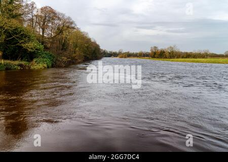 The River Eden viewed from Kirkandews-on-Eden in north Cumbria Stock Photo
