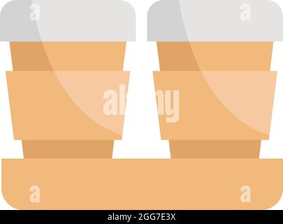Coffe in two cups to go, icon illustration, vector on white background Stock Vector