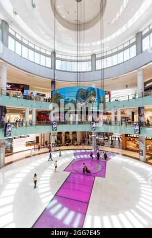 Dubai, United Arab Emirates - May 27, 2021: Dubai Mall Luxury Shopping Center portrait format in Dubai, United Arab Emirates. Stock Photo