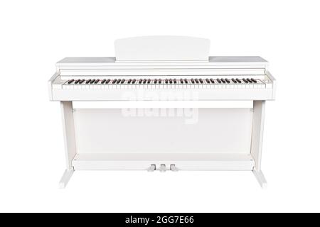white modern piano isolated on white background Stock Photo
