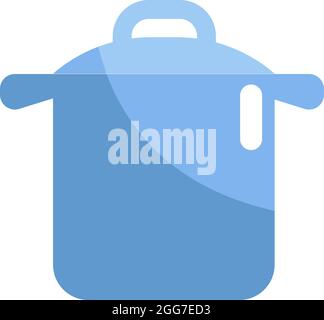 Blue kitchen pot, icon illustration, vector on white background Stock Vector