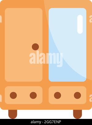 Wardrobe with a mirror, icon illustration, vector on white background Stock Vector