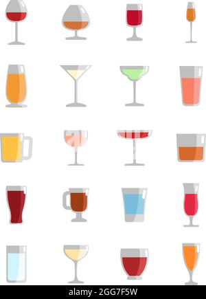 Alcoholic beverages, icon illustration, vector on white background Stock Vector