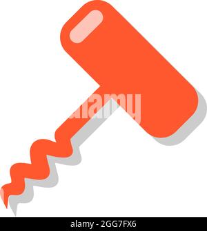 Red corkscrew, icon illustration, vector on white background Stock Vector