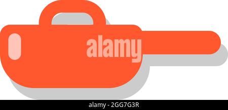 Red kitchen pan, icon illustration, vector on white background Stock Vector