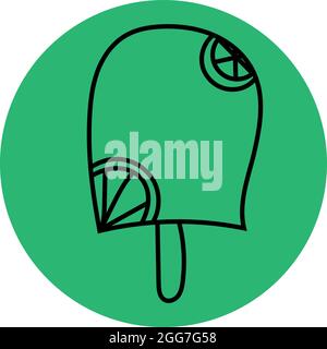 Lime ice cream, icon illustration, vector on white background Stock Vector