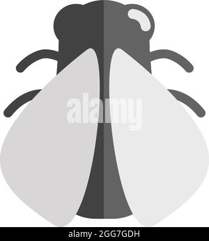 Black silverfish bug, icon illustration, vector on white background Stock Vector