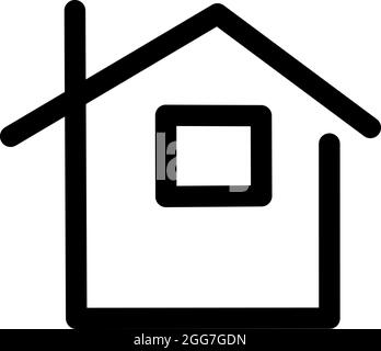 Simple house with small window, icon illustration, vector on white background Stock Vector