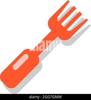 Red fork, icon illustration, vector on white background Stock Vector