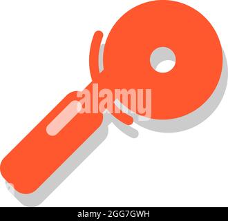 Red pizza cutter, icon illustration, vector on white background Stock Vector