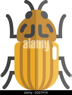 Yellow colorado beetle, icon illustration, vector on white background Stock Vector