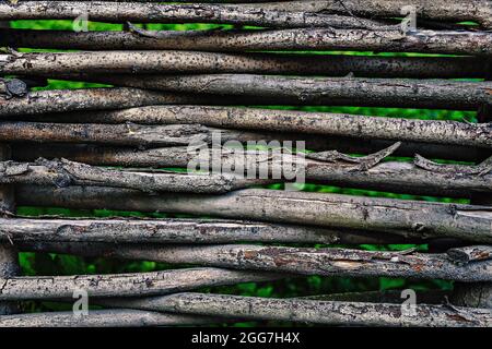 wicker fence texture. wattled rods background Stock Photo