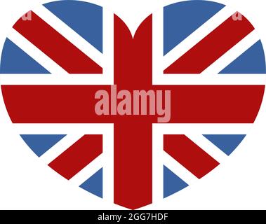 Englands heart shaped flag, icon illustration, vector on white background Stock Vector
