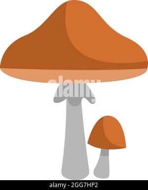 Brown parasol mushrooms, icon illustration, vector on white background Stock Vector