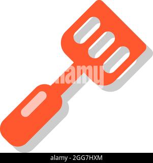 Red kitchen spatula, icon illustration, vector on white background Stock Vector