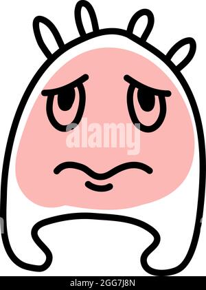 Fat sad monster, icon illustration, vector on white background Stock Vector