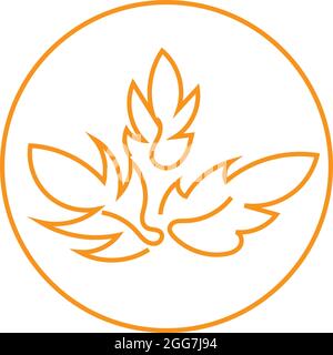 Three brown autumn leafs, icon illustration, vector on white background Stock Vector