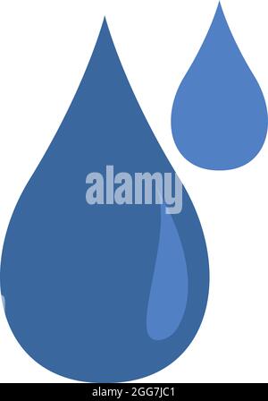 Two blue water drops, icon illustration, vector on white background Stock Vector