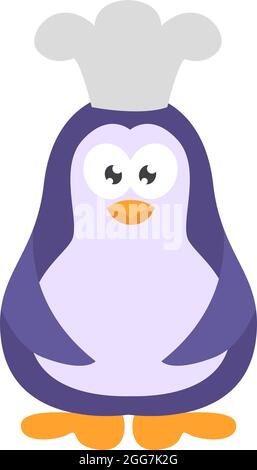 Penguin as cook, icon illustration, vector on white background Stock Vector