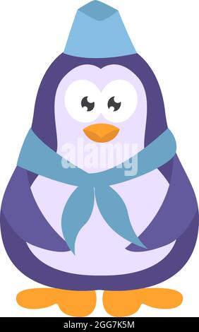 Stewardess penguin, icon illustration, vector on white background Stock Vector