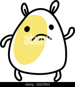 Fat little monster, icon illustration, vector on white background Stock Vector