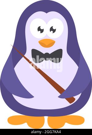 Teacher penguin, icon illustration, vector on white background Stock Vector