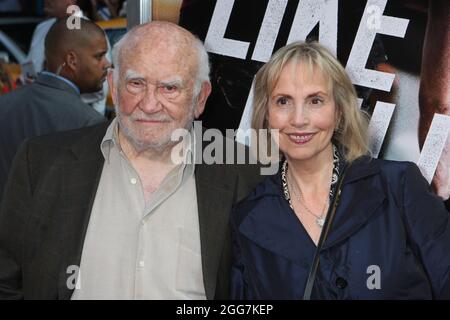 Ed Asner and wife Cindy Gilmore attend the world premiere of Columbia Pictures' 'Premium Rush' at Regal Union Square in New York City on August 22, 2012. Photo Credit: Henry McGee/MediaPunch Stock Photo