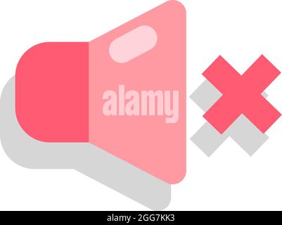 Pink sound off, icon illustration, vector on white background Stock Vector