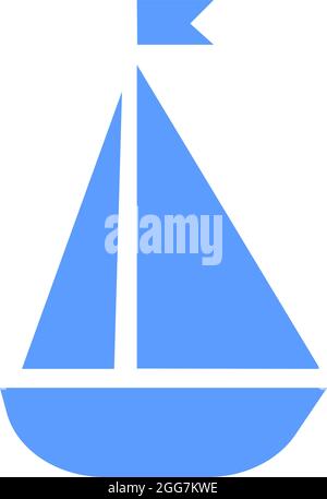 Blue sea boat, icon illustration, vector on white background Stock Vector