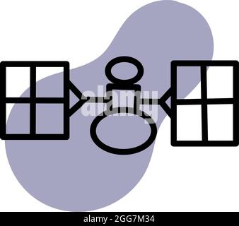 Satelite in the orbit, icon illustration, vector on white background Stock Vector