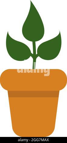 Green sprout in a pot, icon illustration, vector on white background Stock Vector